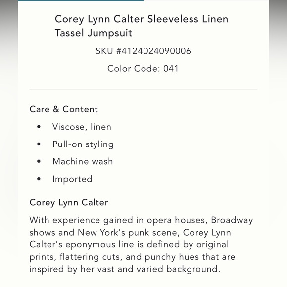 ✨ Anthropologie Sleeveless Linen Tassle Jumpsuit Sz L/XL - Picture 5 of 5